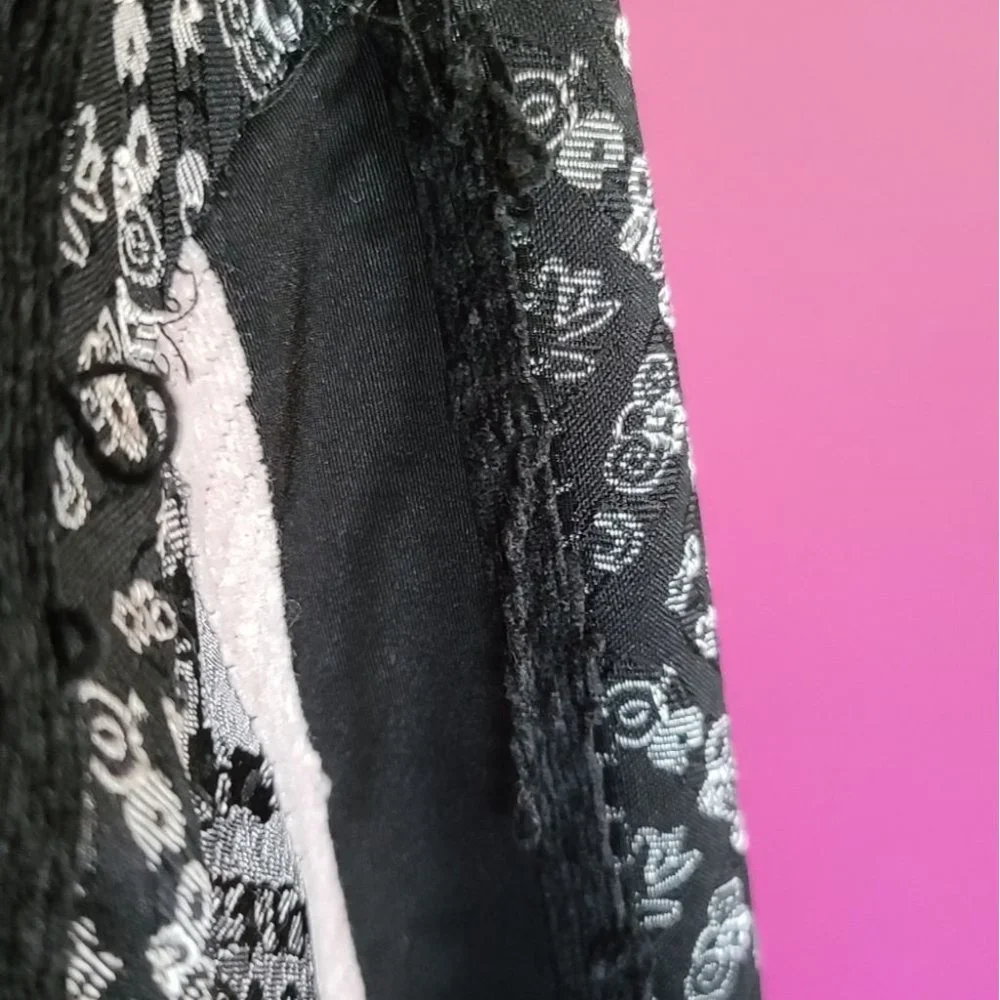 OOAK Pink & Black Lace Lolita crop Hoodie Jacket - Picture 7 of 12